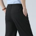 thumbnail image 4 of Business Casual Pants for Men Solid Pull-on Straight Wide Leg Pants with Pockets Fashion Daily Streetwear Trousers, 4 of 5