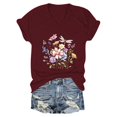 thumbnail image 1 of WZXFASHION T-shirt Décontracté à Manches Courtes pour Femmes, Col en V, Fête de l'Indépendance, 50 % de Réduction, Liquidation, 1 of 4