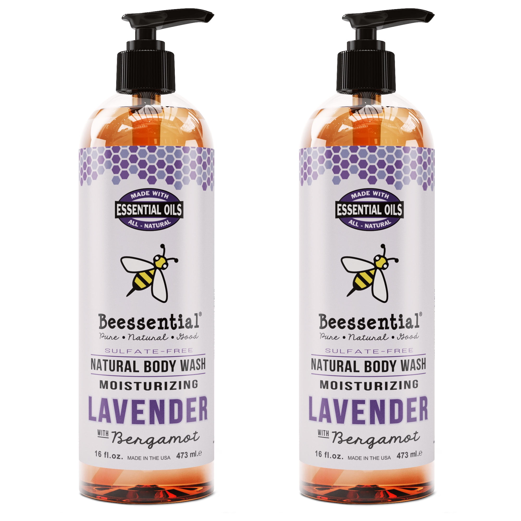 Beessential Natural Body Wash, Lavender, SulfateFree Bath and Shower