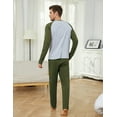 thumbnail image 4 of Mens Cotton Pajama Sets Long Sleeve Sleepwear for Men 2 Piece Mens Loungewear Sets with Pocket, Sizes S-XXL, 4 of 12