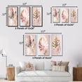 thumbnail image 4 of Designart "Botanical Leaf in Artistic Detail I" Floral Ferns Framed Wall Art Set Of 3 - Pink Ferns Frame Gallery Wall Set For Home Decor, 4 of 6