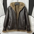 thumbnail image 2 of New Arrival Men's Winter Coat Genuine Sheepskin Shearling Coat Thick Warm Wool Liner with a Hood Outerware Brown Plus Oversized 58 60 62,48,Brown, 2 of 12