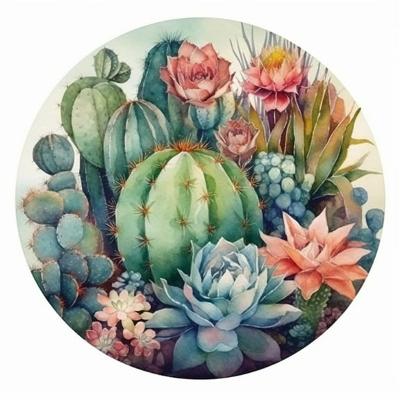 DIY Stamped Cross Stitch Kits for Beginners Watercolor Cactus Easy 11CT Needlepoint Embroidery Counted Cross Stitch Kits Art Craft Wall Decoration and Gift 35x35cm(3)