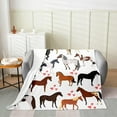 thumbnail image 2 of Galloping Horse Blanket,Cartoon Farmhouse Horses Throw Blanket for Kids Boys Girls Teens,Cute Safari Animal Fleece Blanket Twin 60x80,Kawaii Cowboy Cowgirls Pink Lover Heart Flannel Blanket Warm, 2 of 5