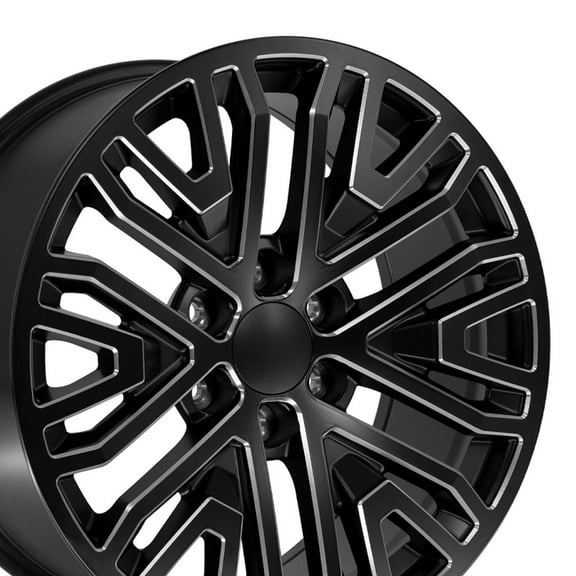 OE Wheels CV37 20 Inch Rims Fit Sierra 1500 Style 6x139.7 20x9 Satin Black with Milled Edge - Hollander 5906 (Set of 4)