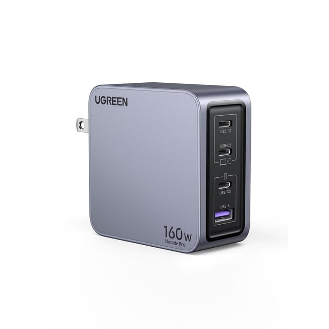 UGREEN Nexode Pro 160W Cargador Tipo C, PPS GAN de Pared 4 Puertos Carga Raida Compatible con 16'' M