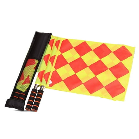 

QUSENLON Track Field Competition Signal Flag Soccer Referee Flag Command Flag Indicator Flag Steel Referee Equipment Foam Handle