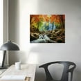 thumbnail image 3 of Creowell Nature Mountains Waterfall Canvas Wall Art Forest Scenery Orange Autumn Sunset River Landscape Picture Decor Modern Scenic for Living Room Bedroom Kitchen Home Decoration 20x16 in/16x12 in, 3 of 4