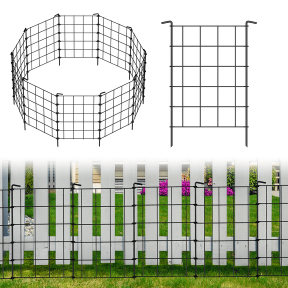 TUOREN 19" Black Stainless Steel Animal Barrier Fence Panels for Gardens and Patios