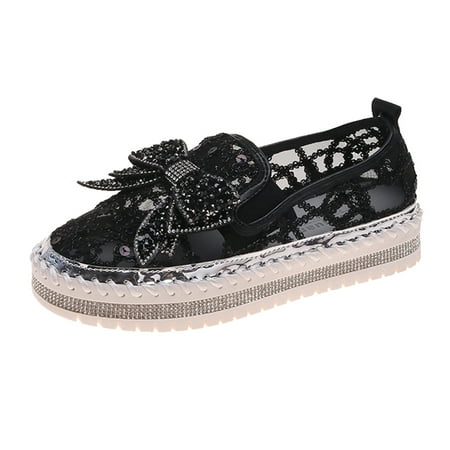 

Sandals Women Hollow Out Bow Slippers Comfortable Casual Breathable Platforms Loafers Shoes