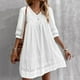 thumbnail image 4 of Vestido boho para mujer: cuello en V, manga corta, estampado floral, cintura elástica, largo midi, poliéster, vestido informal para fiestas en la playa., 4 of 8