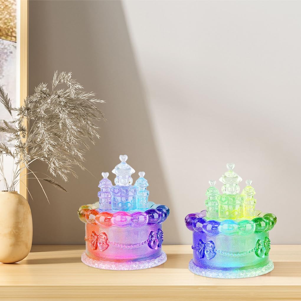 ABCISI Castle Resin Jar Mold with Lid, 3D Silicone Trinket Storage Box Molds for Resin Epoxy, Cake Love Castle Shape for DIY Jewelry Holder Candle Holder Candy Container, Lovely Home Decor
