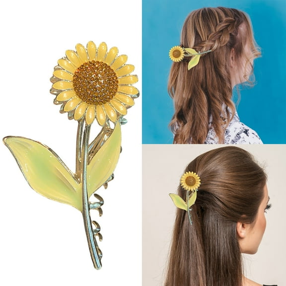 Sunflower Hair Clips for Women Elegant Non Metal Flower Hairpin Fashionable Accessories Long Thick Fine Curly Hair Girls Hair Clamps