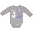 thumbnail image 3 of Inktastic My 1st Easter Cute White Bunny with Spring Flowers Boys or Girls Long Sleeve Baby Bodysuit, 3 of 5