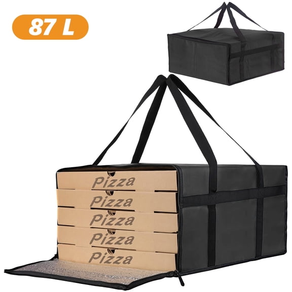 Tripumer Insulated Pizza Delivery Bag 20×20×14 Inch, Portable Reusable Thermal Food Bag, Waterproof Insulated Catering & Takeout Bag, Black