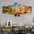 thumbnail image 2 of TISHIRON 5PCS Framed Canvas Wall Art Set,50"x24" Zion National Park Fall Landscape Canvas Art Decor, 2 of 7