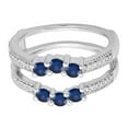thumbnail image 3 of Dazzlingrock Collection 14K Blue Sapphire & White Diamond Wedding Band 3 Stone Enhancer Guard Double Ring, White Gold, Size 4.5, 3 of 9