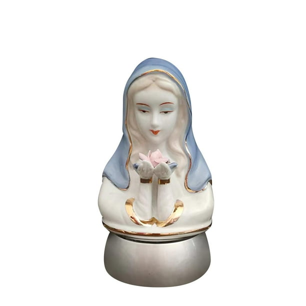 Cerámica Virgen María Escultura Estatuilla Luz Religiosa Artesanías decorativas Arte Decoración LED Santa Virgen Estatua para de mesa Ventana Sunnimix Escultura de la Virgen María