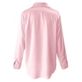 thumbnail image 3 of Women Satin Long Sleeve Shirt, Imitation Silk V Neck Blouse, Casual Daily Loose Fit Button Down Tops, 3 of 4