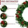 thumbnail image 5 of 24" Pre-Lit Artificial Christmas Wreaths for Front Door Decorated with Pine Cones, Red Berries, Frosted Branches, 50 LED Lights for Indoor Outdoor Christmas Decorations, 5 of 7