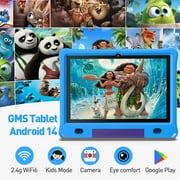 Android 14 Kids Tablet 10.1 inch with Case, 3GB RAM 64GB, IPS Touch Screen, Quad-Core,1280x800 | Wi-Fi6 | 6000mAh | Google Certified(Blue)