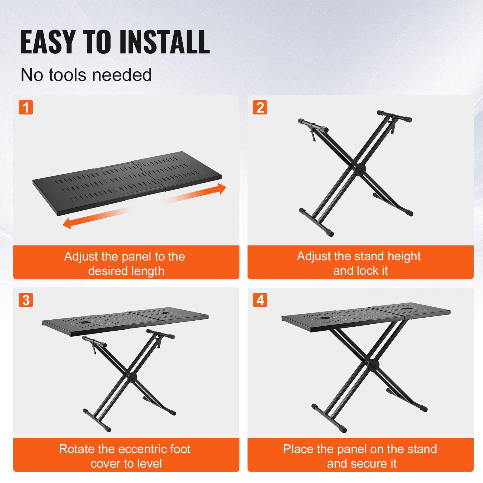 Adjustable Height DJ Stand Portable DJ Laptop Controller Table Stand 32-43 x 18 Inch Foldable Lightweight DJ Desk Booth Mixer Keyboard Stand