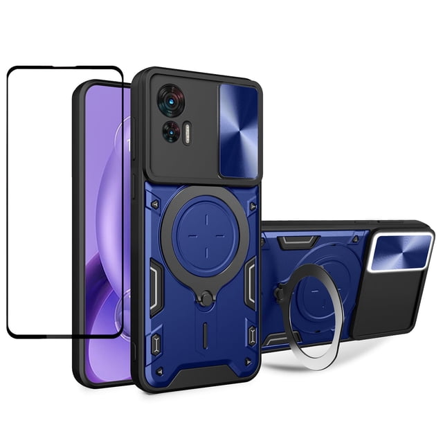Funda BIOPLJ Heavy Duty con cristal templado para OPPO A38 4G Azul
