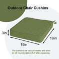 thumbnail image 2 of HONEY HOME Square Corner Seat Cushions, 19" x 19" x 3", Indoor Outdoor Water Repellent Universal Chair Pads with Ties for Patio Furniture, Garden Dining Chairs, 2 of 7