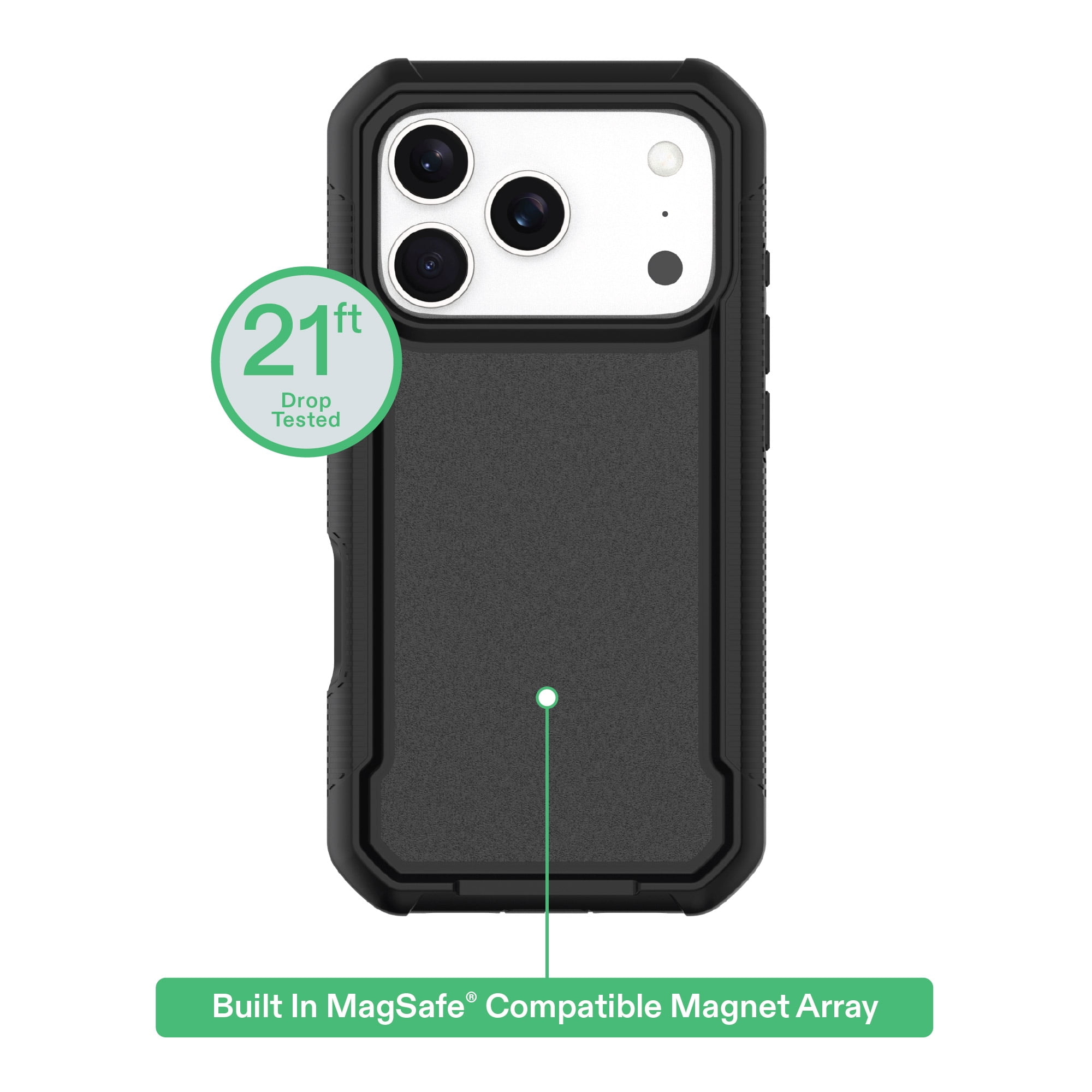 onn MagSafe Compatible Rugged Phone Case for iPhone 17 Pro - Black