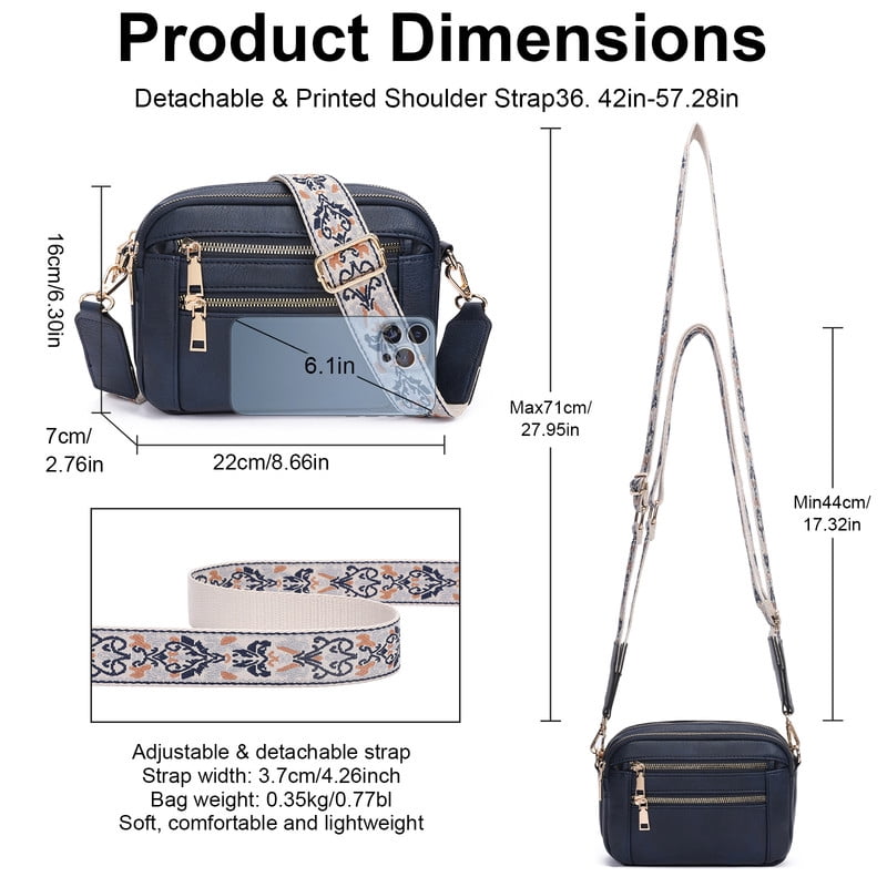 GAEKEAO Women’s Leather Crossbody Purse with Detachable Shoulder Strap and Multi Pockets