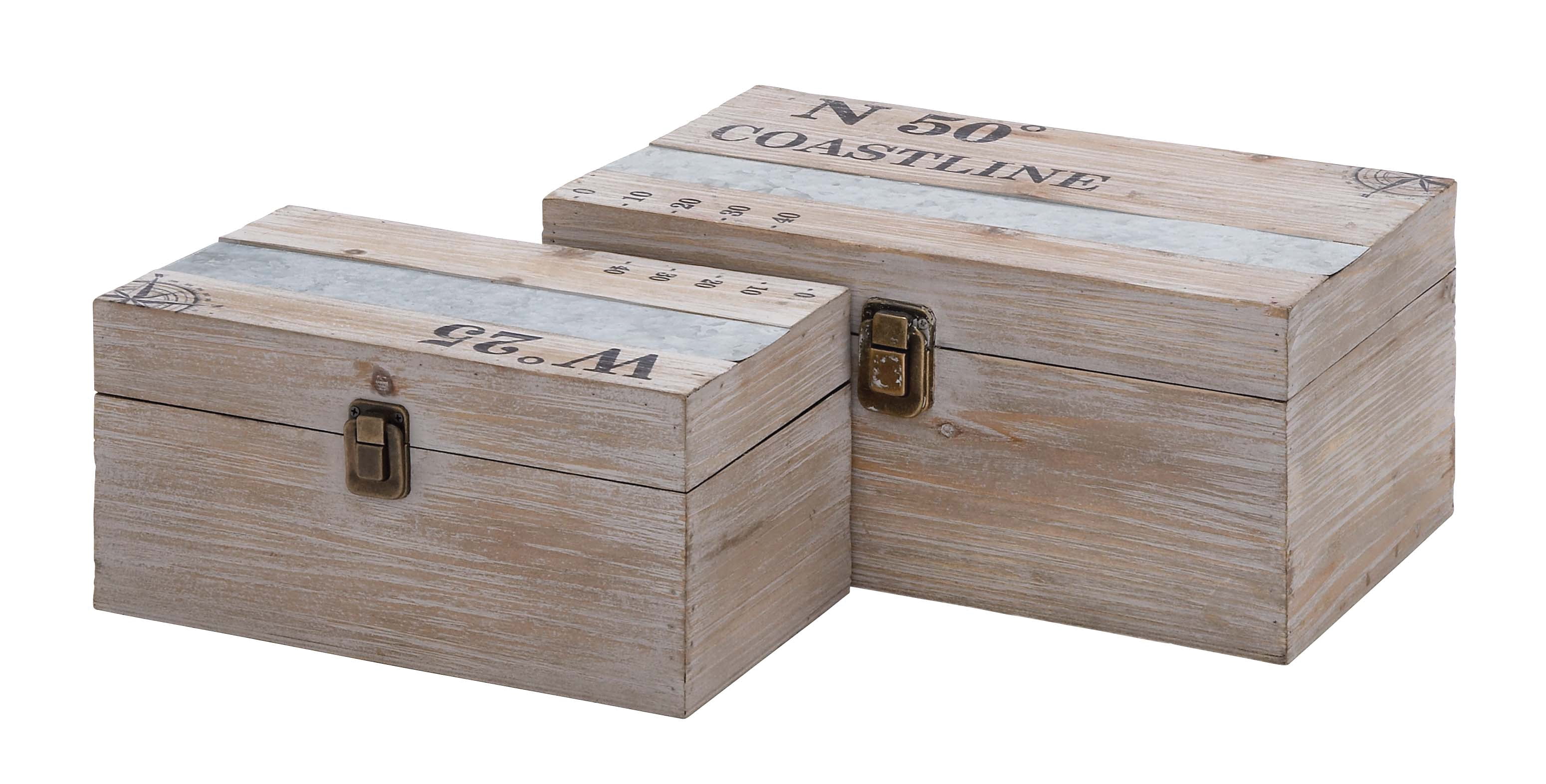 Useful And Spacious Multipurpose Wooden Metal Box (Set Of 2)