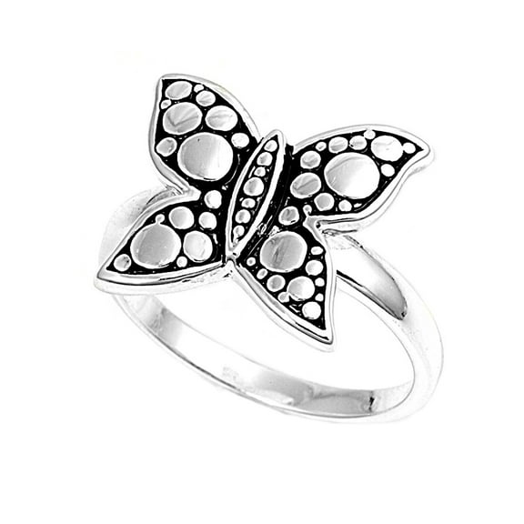 925 Sterling Silver Bubble Butterfly Ring Size 7