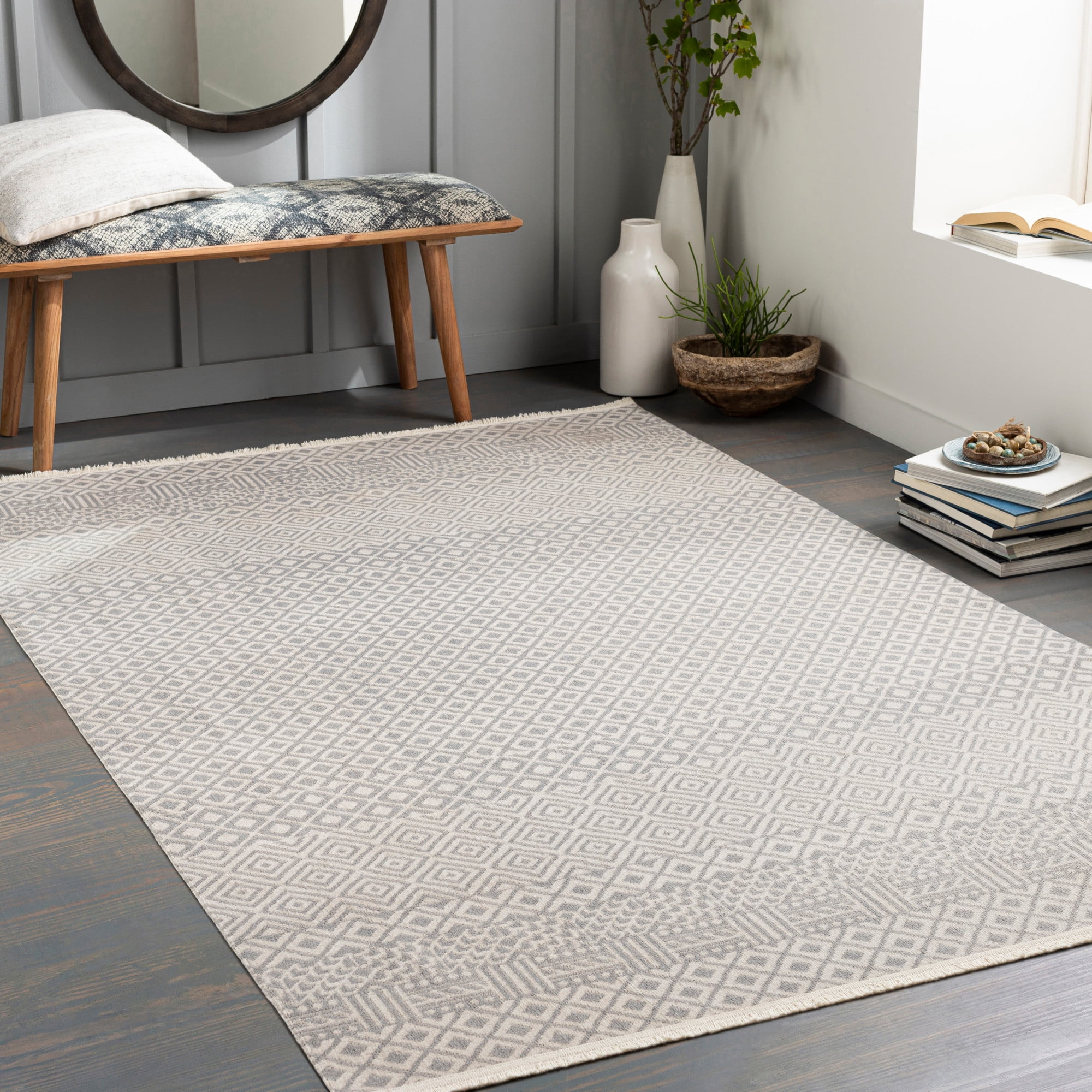 Artistic Weavers Lavadora Tribal Machine Washable Area Rug, Gray ,9'2" x 12'