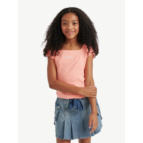 Justice Girls Short Sleeve Active Top, Sizes XS - XLP