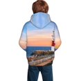 thumbnail image 3 of Bingfone Lighthous1 Pattern Youth Classic Hoodies Soft Hooded Pullover Sweatshirts for Girls and Boys, 3 of 6
