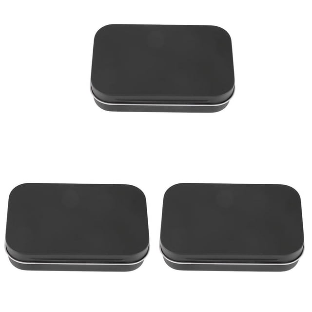 3Piezas 95X60X21mm Caja de Lata Negra Caja de Metal Negro con Caja de Caramelo Mate Caja Pequeña