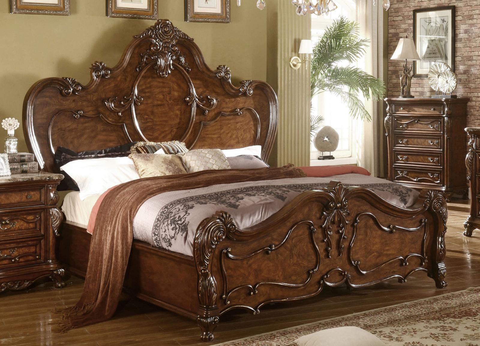Traditional Cherry Oak Queen Size Bedroom Set 5 Pcs B7189 Mcferran - image 3 of 8