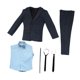 thumbnail image 5 of Traje formal 1:6 con cinturón y corbata, elegante y moderno, para cosplay, con top casual de manga larga. Azul marino, 5 of 9