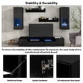 thumbnail image 4 of 7 Pieces Floating TV Stand Set,Modern High Gloss Wall Mounted Entertainment Center with 16-Color LED Lights,TV Cabinet for 90+ inch TV,Extended TV Stand Table for Living Room Bedroom Office,Black, 4 of 7
