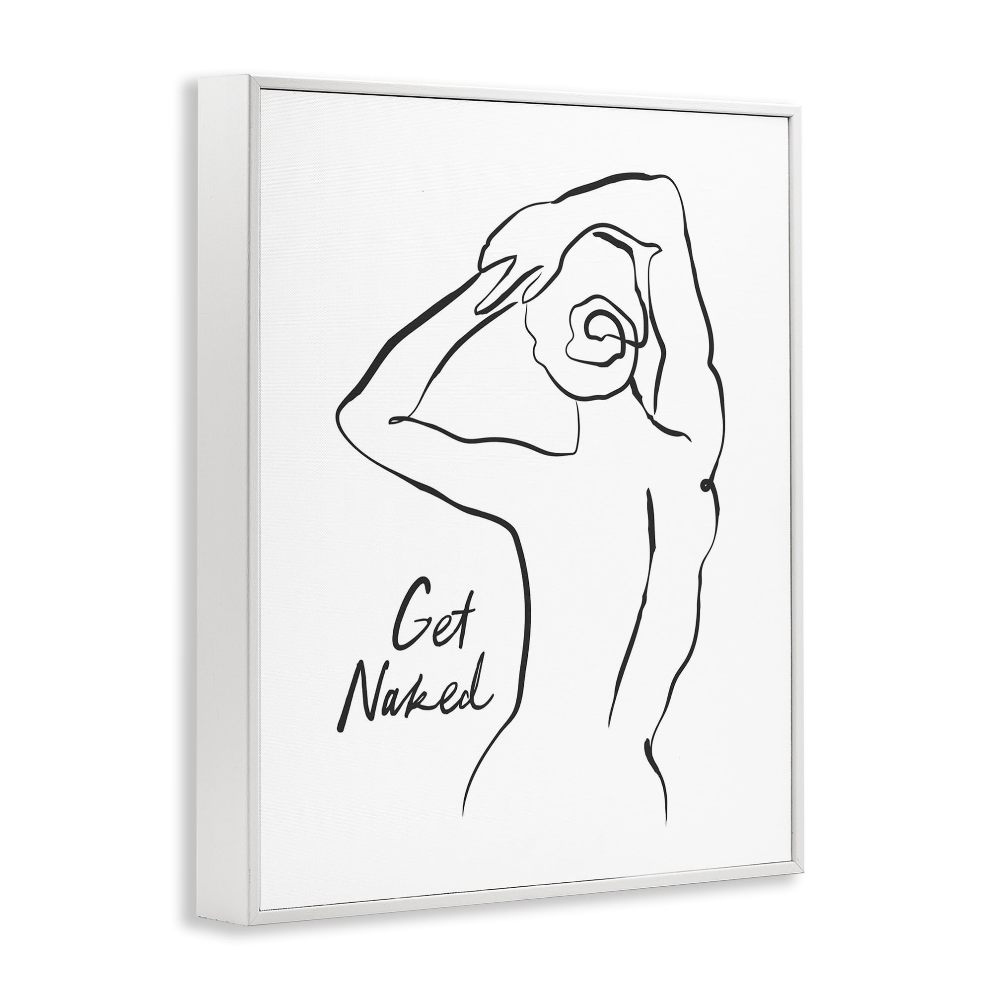 Stupell Industries Get Naked Nude Silhouette White Framed Giclee Art, design by Lettered and Lined