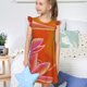 thumbnail image 4 of Fotbe Orange Flower Psychedelic Vestido de Dormir para Niñas de 3 a 10 Años, Mangas Cortas, Estilo Princesa, Pijama Camisón con Mangas Voladas-XX-Large, 4 of 6