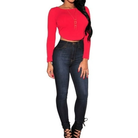 Volcom Ladies Jeans - Womens High Waist Denim Skinny Jeans Stretch Slim Fit Casual Long Pencil Pants Leggings