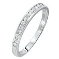 thumbnail image 2 of 925 Sterling Silver Ring Wedding Ring Women's Engagement Band Channel Accent Round Cut Cz, 2 of 4