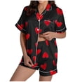 thumbnail image 1 of Tauxra Ensembles de Pyjama Imprimés pour Femmes Manches Courtes avec Poche, Col Montant Ensemble de Détente 2 Pcs, 1 of 9