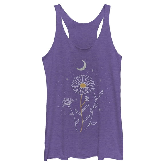 Women's Lost Gods Floral Doodle  Racerback Tank Top Purple Heather Medium