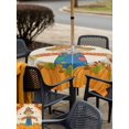 thumbnail image 4 of Outdoor Tablecloth with Umbrella Hole and Zipper, Fall Straw Man Square Table Cloth 54x54 Inch Waterproof Tablecloth, Thanksgiving Pumpkins Autumn Leaf Vintage Picnic Table Cover for Patio Camping, 4 of 7