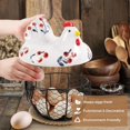 thumbnail image 2 of Chicken Egg Basket, Egg Storage Holder Organizer, Black Metal Wire Mesh Basket with White Ceramic Chicken Hen Lid & Handles, Display for Eggs, Fruits, Vegetables, Kitchen Countertop, Rustic Cherry, 2 of 7