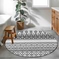 thumbnail image 4 of 3ft Washable Round Rug, Gray Geometric Non-Slip Circle Area Rug for Bedroom Bedside, Bohemian Style Ethnic Tribal Painting Soft Indoor Floor Mat for Home Decor, 4 of 9