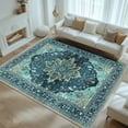 thumbnail image 7 of Vintage Area Rugs for Living Room,6'x9' Washable Rug, Non-Slip Bedrooms Rugs, Boho Floral Indoor Carpet,Low Pile, Green Teal, 7 of 7