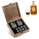 thumbnail image 1 of Juego de piedras para whisky de 8 Uds., piedras para enfriar, 2 vasos, caja de madera, rocas para enfriar, cubitos de hielo reutilizables, 1 of 8